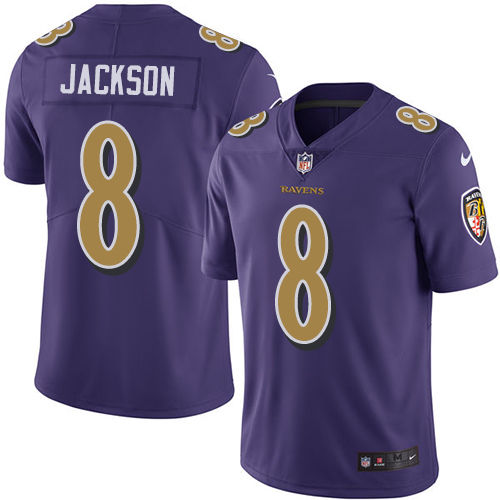 Nike Ravens #8 Lamar Jackson Purple Men's Stitched NFL Limited Rush Jersey - Click Image to Close
